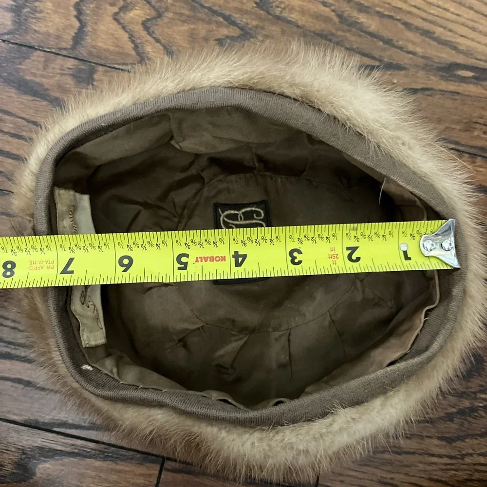 Vintage SAKS FIFTH AVENUE Soft Rabbit Fur Hat Cap - Cream, Tan, Brown Tones 20
